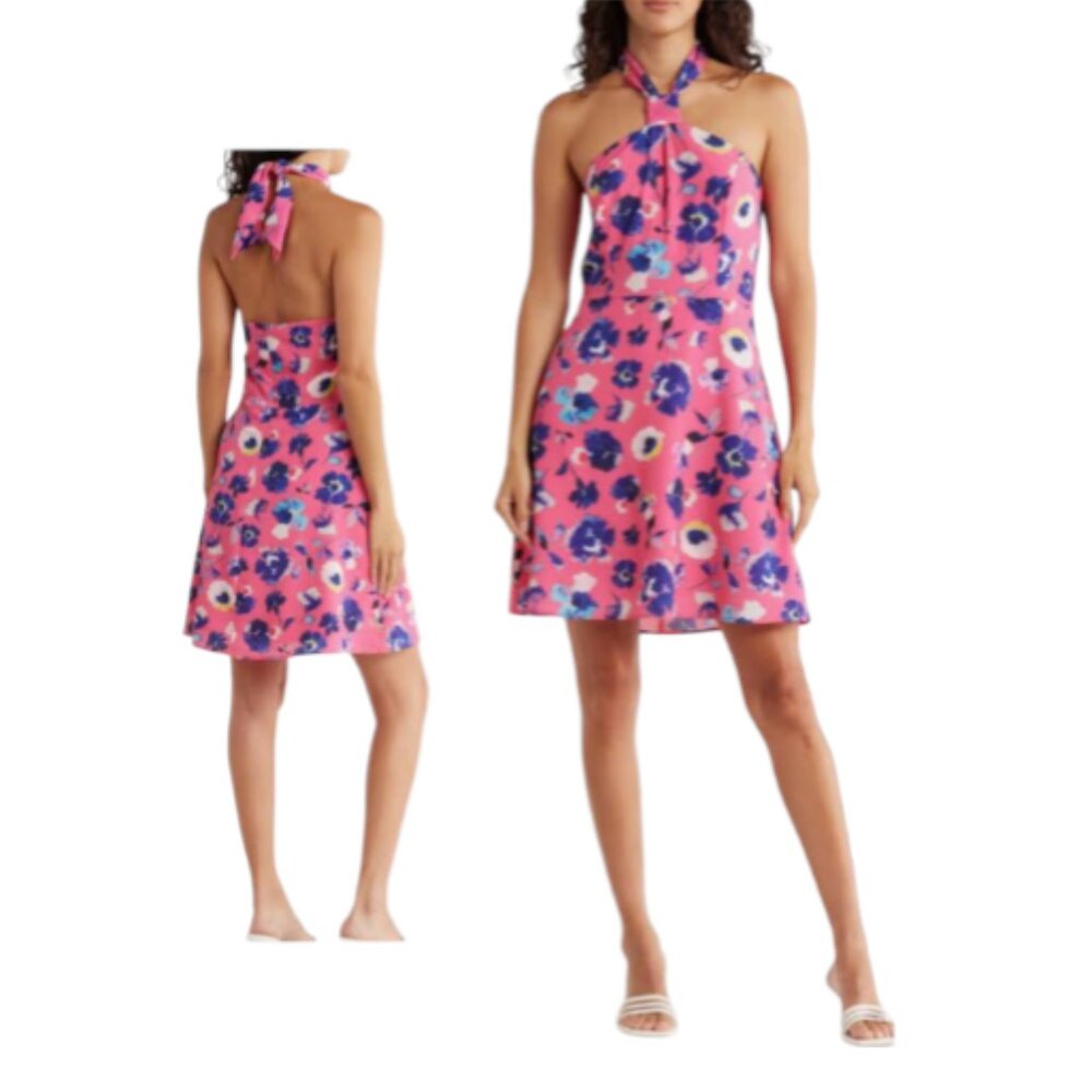 Hutch “Kalena” Halter Floral Mini Dress in Pink Sz 8